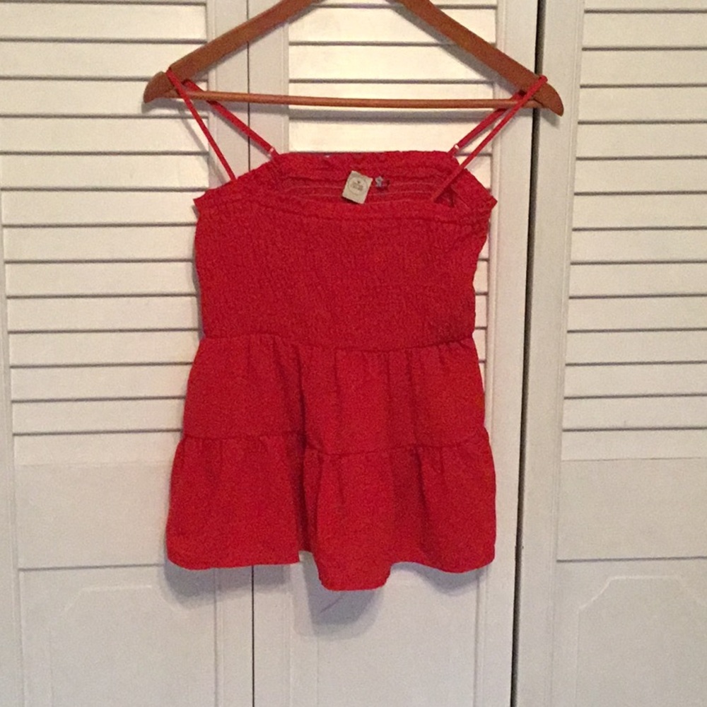 Red Sleeveless Tiered Top